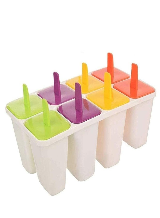 GRANTH ENTERPRISE 8 Slot Plastic Reusable Ice Pop Makers, Homemade Popsicle Frozen Ice Cream Moulds Tray Kulfi Candy Ice Lolly Mold Tray With Stick For Children & Adults,15X10X10 Cm - Image 1